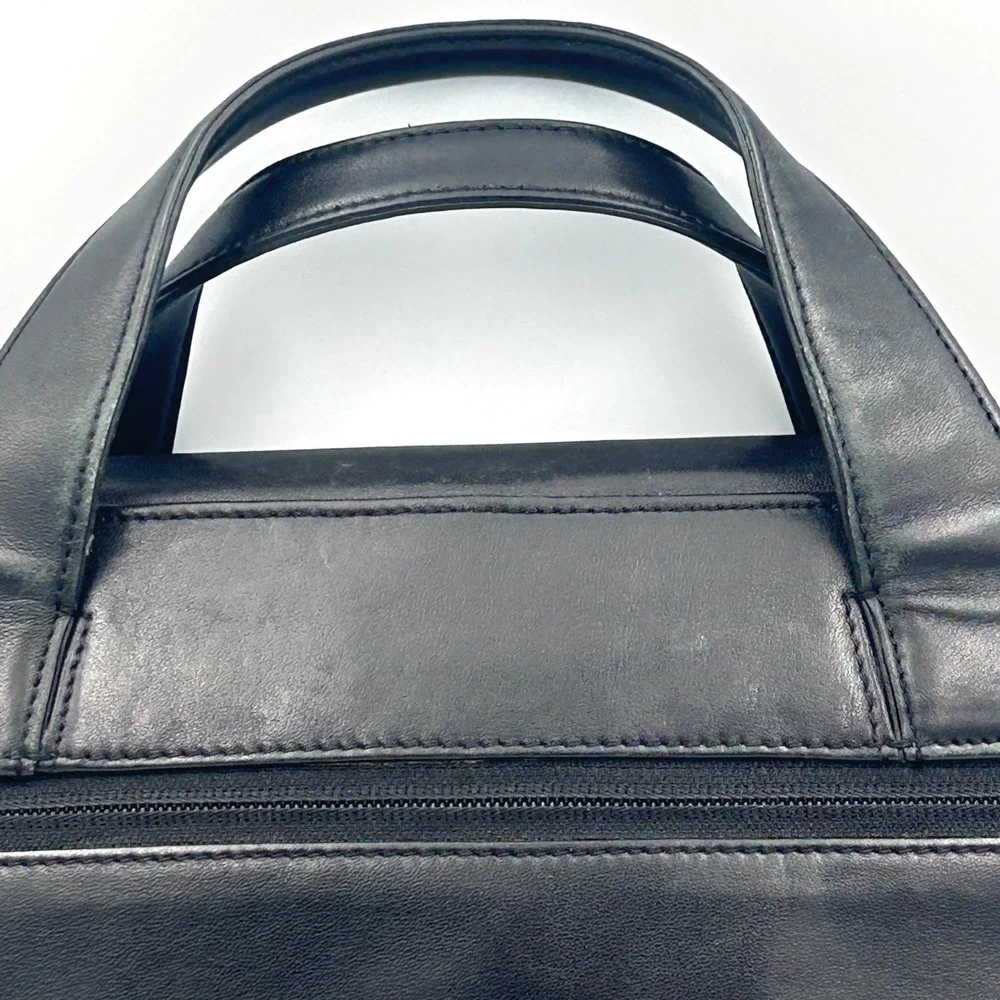 Vintage Porsche Design Black Leather Laptop Briefcase Y2K Luxury Corporate Sleek